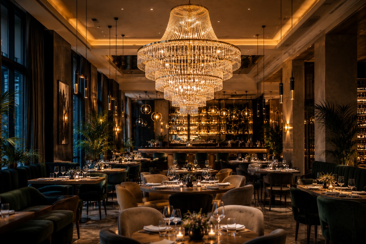 Duże żyrandole do restauracji