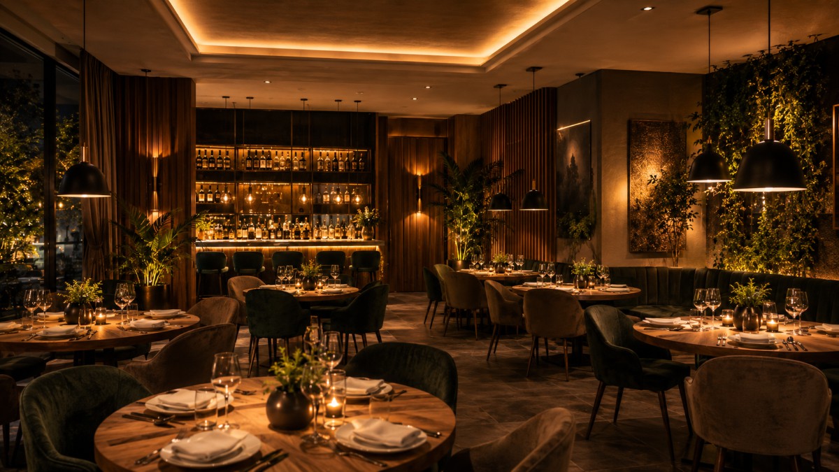 Oświetlenie sali restauracyjnej