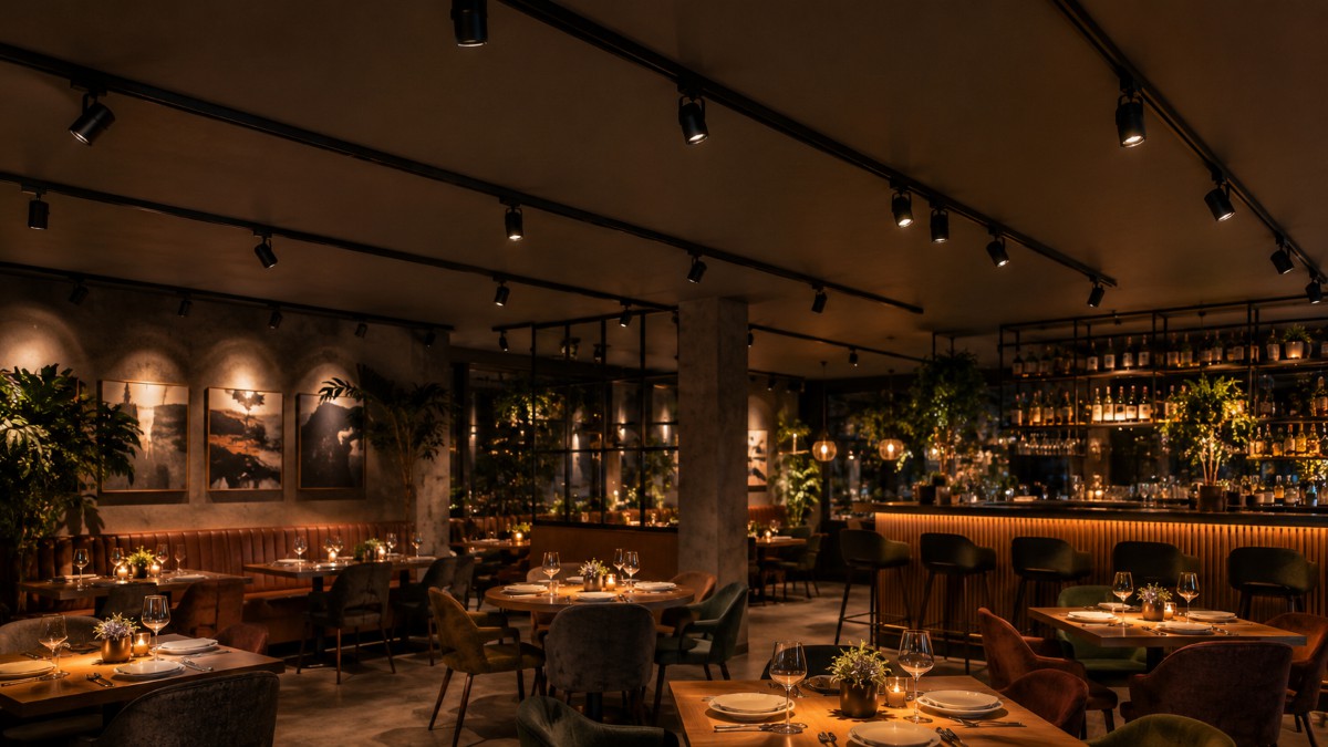 Oświetlenie szynowe restauracja