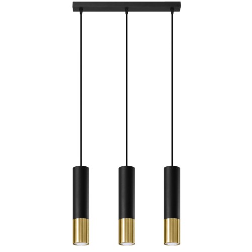Lampa wisząca listwa z tubami LOOPEZ 3L czarno/złota 3xGU10