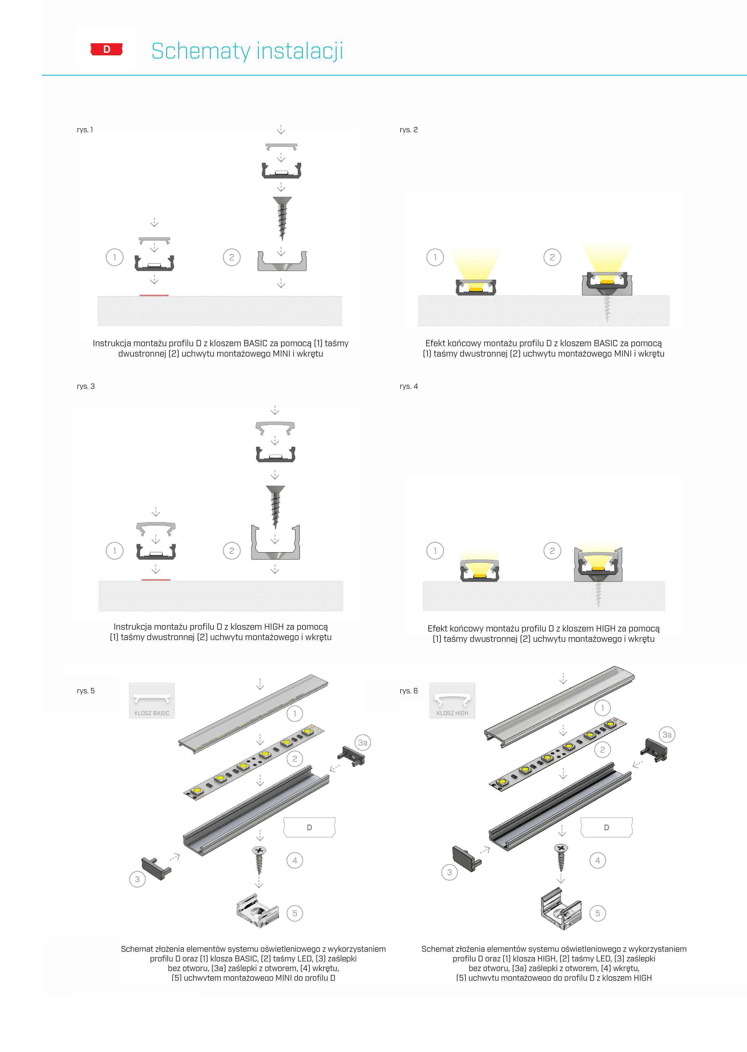 montaż profili D lumines