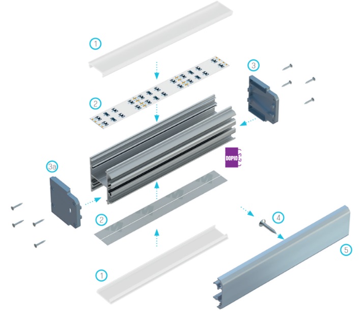 Profil LED Dopio akcesoria montażowe