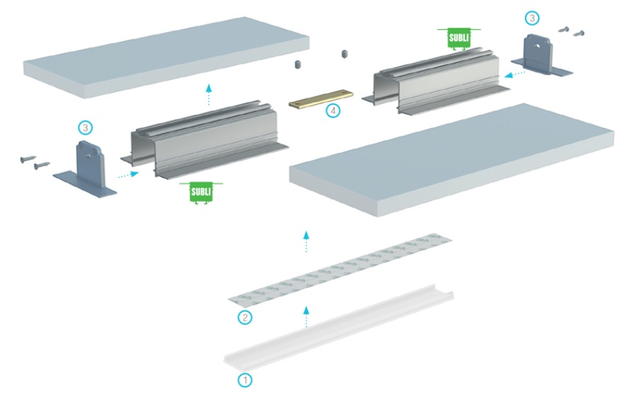 Profil LED GK Subli elementy montażowe