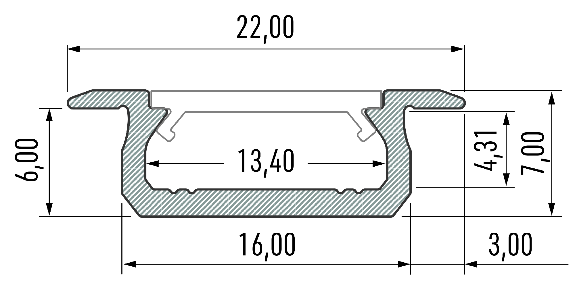 Profil LED meblowy wpuszczany typ Z