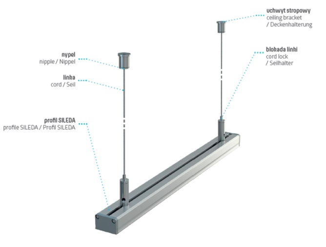 Profil LED Sileda lampa wisząca