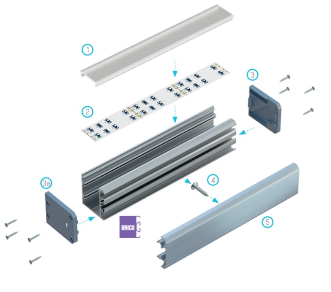 Profil LED Unico akcesoria montażowe