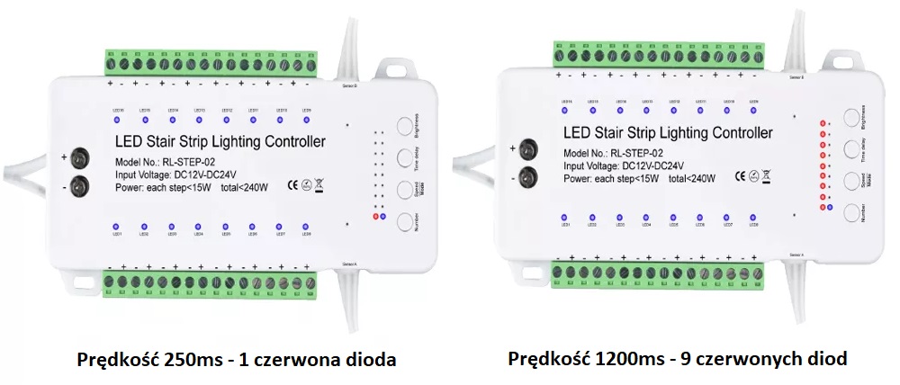 Sterownik schodowy Fala RL-STEP-02 - ustawienia prędkości