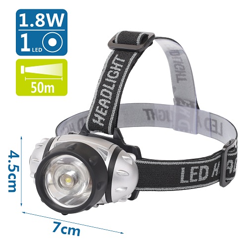 Lampa czołowa LED L02 srebrna 1,8W 110lm 6500K