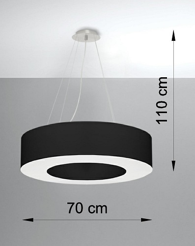 Lampa wisząca okrągła SATURNO 70 cm czarna 6xE27