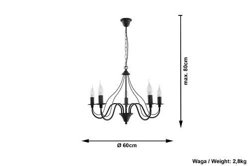 Żyrandol Retro MINERWA 5xE14 Czarny