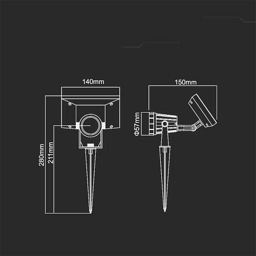 Reflektor ogrodowy LED Solarny V-TAC 2W IP65 VT-952 40lm 4000K