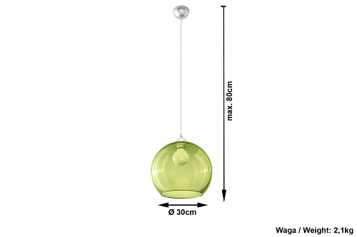 Lampa wisząca zielona kula BALL 1xE27