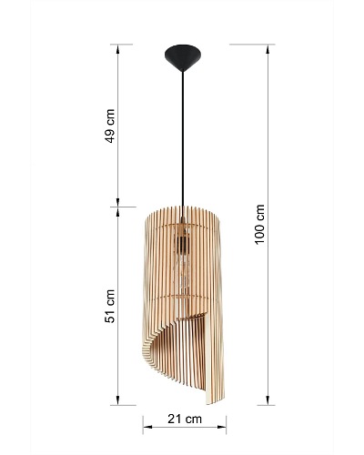 Lampa wisząca ALEXIA 1xE27 naturalne drewno