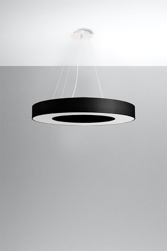 Lampa wisząca okrągła SATURNO SLIM 70 cm czarna 6xE27