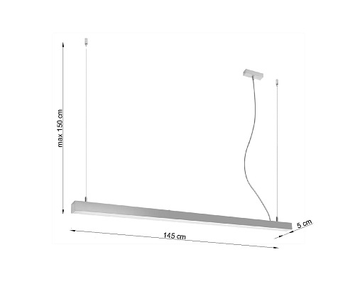 Lampa wisząca PINNE 150 szara 3000K