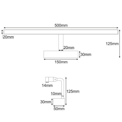 Lampa LED nad lustro TERRA 12W 50 cm 4000K