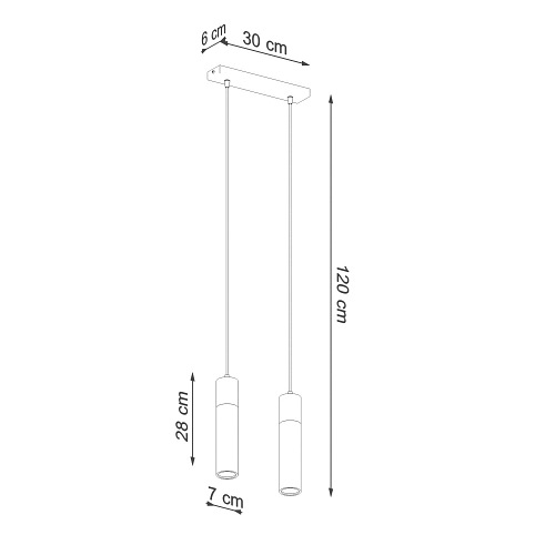 Lampa Wisząca Tuba ZANE 2 szara 2xGU10