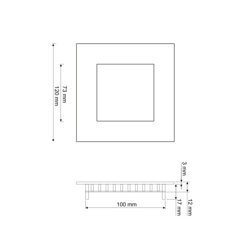 Panel LED 6W podtynkowy, kwadrat 120x120mm, ULTRA SLIM - biała ciepła