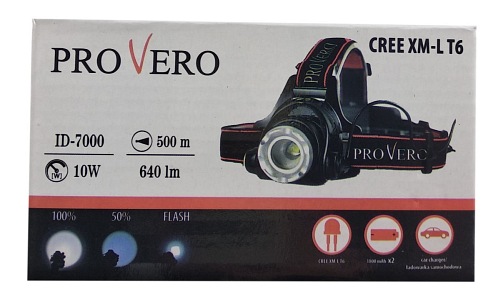 Latarka czołowa - na głowę - LED CREE 10W ProVero
