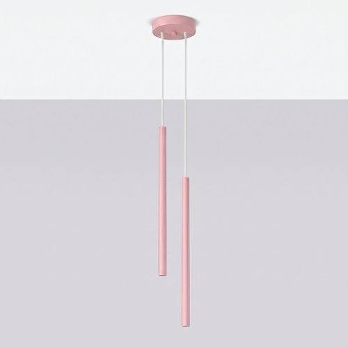 Lampa wisząca podwójna tuba Pastelo 2xG9 okrągła różowa