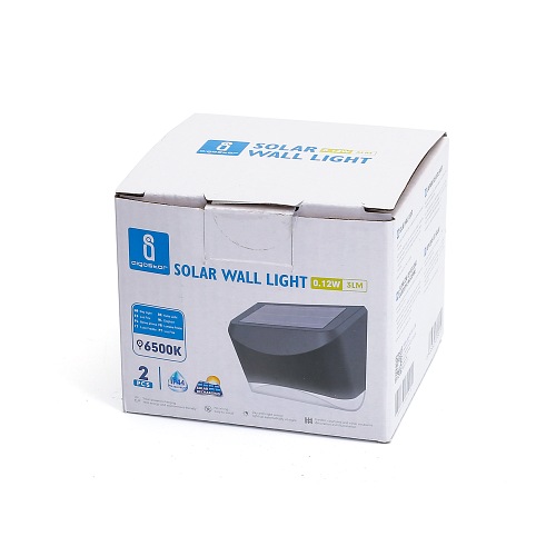 Czarny kinkiet ścienny solarny LIGHT02 6500K