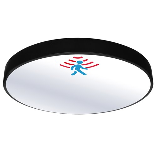 Panel LED okrągły czarny 40W 40cm z czujnikiem PIR 4000K