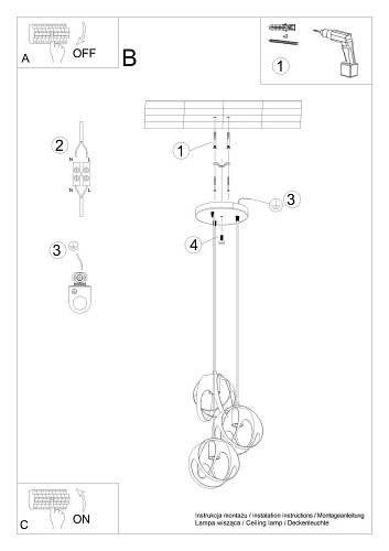 Lampa wisząca TULOS 3P biała 3xE27