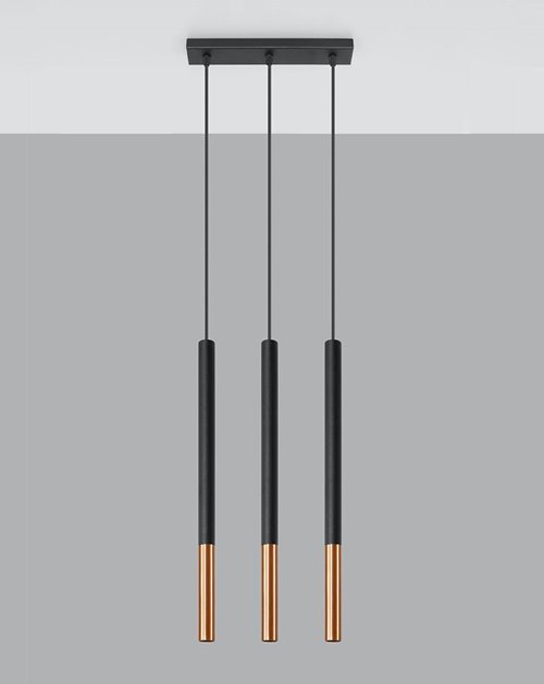Lampa wisząca listwa 3xTuba G9 MOZAICA 3L czarny/miedź