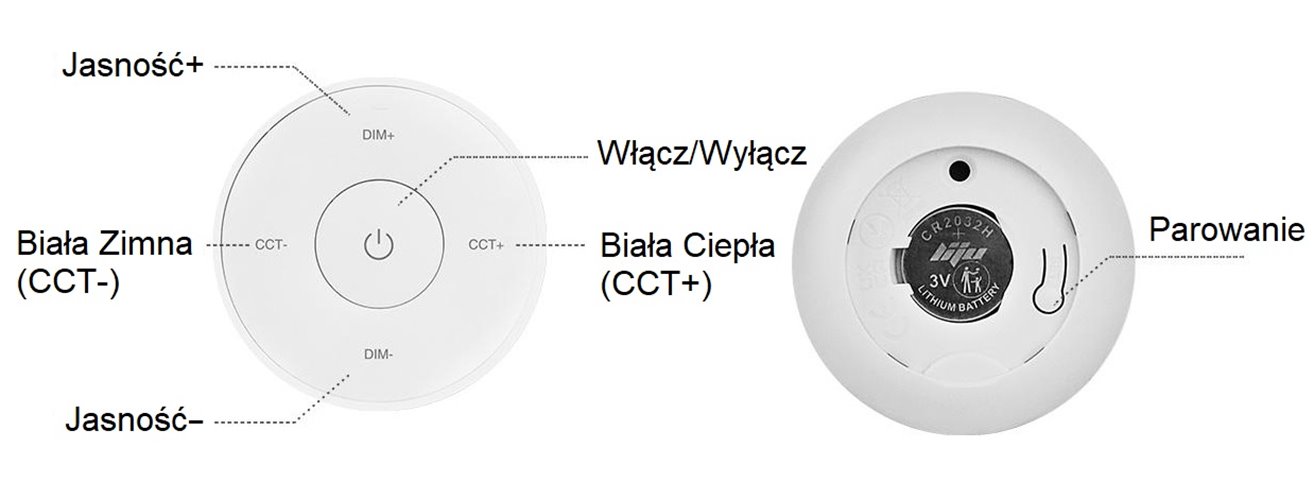 Ściemniacz z przyciskami CCT Mi-Light K2 biały