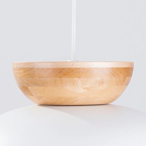 Lampa wisząca drewniana Marion 1xE27 biała/naturalne drewno
