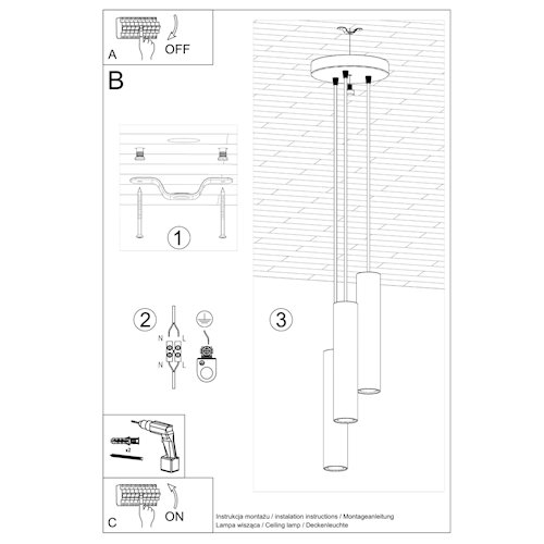 Lampa wisząca potrójna Lagos 3xGU10 okrągła beżowa