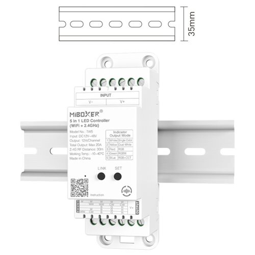 Mi-Light TW5 sterownik LED Wi-Fi 5w1 na szynę DIN