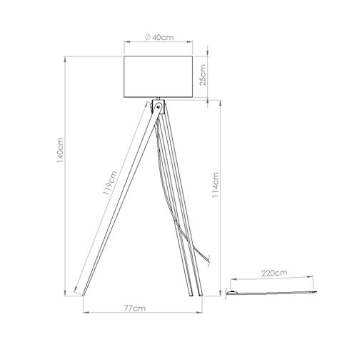 Lampa podłogowa drewniana Natt 1xE27 z białym abażurem