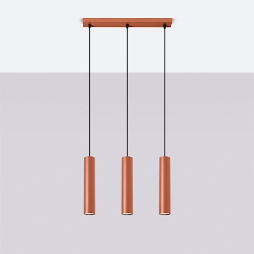 Lampa wisząca potrójna Lagos 3xGU10 listwa ochra czerwona
