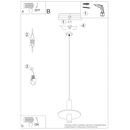 Lampa wisząca filcowa Pelta 1xGU10 czarno-granatowa