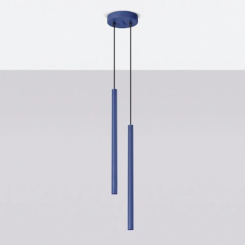 Lampa wisząca podwójna tuba Pastelo 2xG9 okrągła ultramarynowa