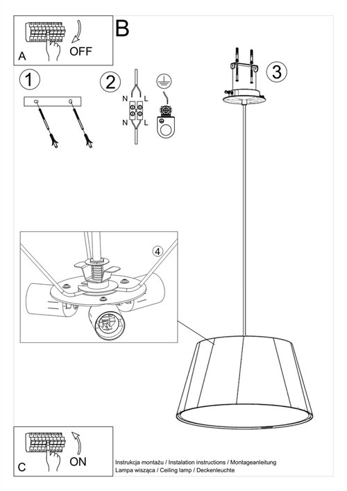 Żyrandol wiszący stożkowy CONO 45 cm 3xE27