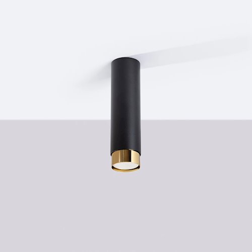 Tuba sufitowa nowoczesna Nero 22,5cm 1xGU10 czarny/złoty