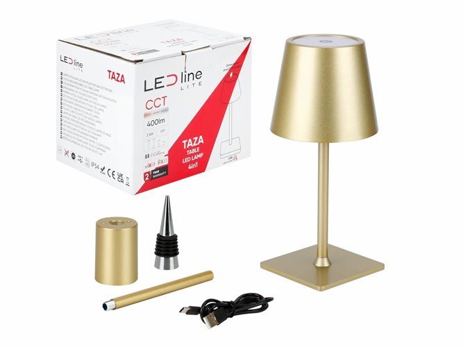 Lampa stołowa LED 4w1 3,5W 400lm CCT złota 2x2000mAh