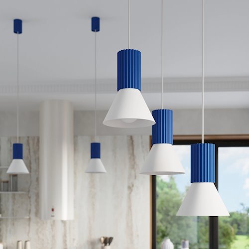 Lampa wisząca potrójna Estria 3xE14 biało-ultramarynowa