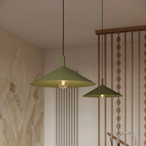 Lampa wisząca stożkowy klosz Nox 40cm 1xE27 zielona oliwka