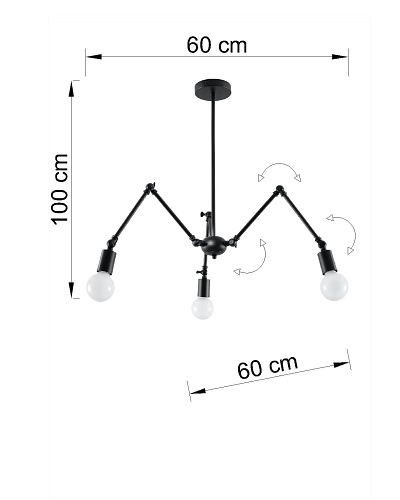 Żyrandol industrialny STARK 3xE27 czarny