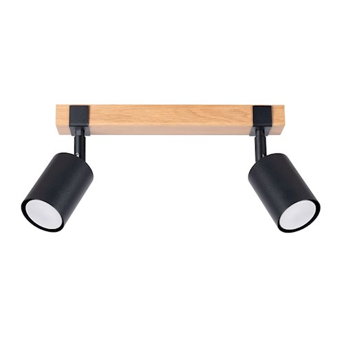 Lampa drewniana z reflektorami Fager 2xGU10 czarna