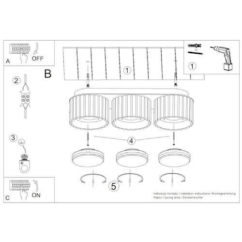Lampa sufitowa potrójna tuba Modo 3xGx53 taupe
