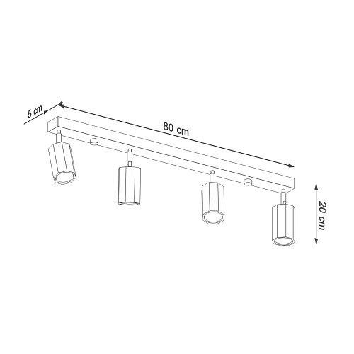 Lampa sufitowa reflektory drewno ZEKE 4 dąb 4xGU10