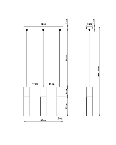 Lampa wisząca PABLO naturalne drewno 3xGU10 czarna