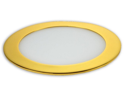 Panel LED 12W złota ramka,  podtynkowy, okrągły - biała dzienna