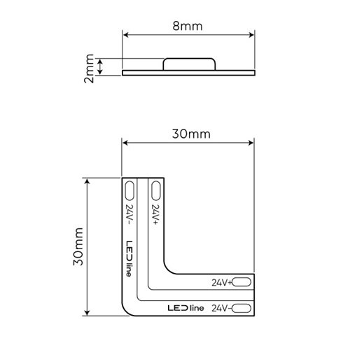 Łącznik kątowy do taśm LED COB 24V 11W 4000K 8mm