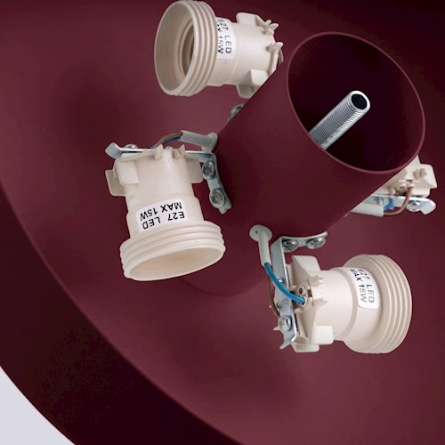 Lampa sufitowa okrągła Omiq 4xE27 burgundowa
