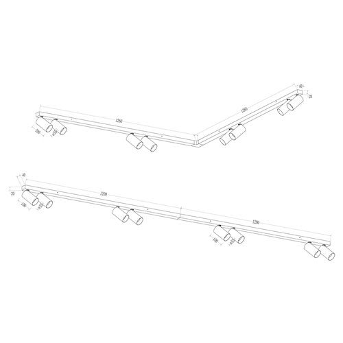 Lampa sufitowa z reflektorami Hero 8xGU10 biała